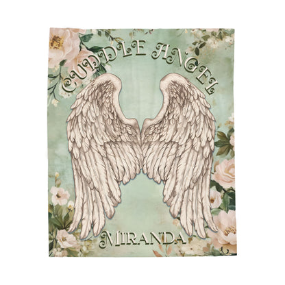 Custom Angel Wings Cuddle Plush Blanket Cozy Throw for Spiritual Gift for Birthday Christmas Gift for Mom or Best Girl Friends Angelic Love All Over Prints Printify 50" × 60"