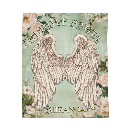 Custom Angel Wings Cuddle Plush Blanket Cozy Throw for Spiritual Gift for Birthday Christmas Gift for Mom or Best Girl Friends Angelic Love All Over Prints Printify 50" × 60"