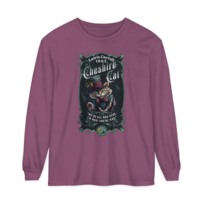 Cheshire Cat Long Sleeve Shirt, Alice in Wonderland, Lewis Carroll Dark Academia TShirt Mad Hatter Tea Party Bookish Book Lover Booktok Gift Long-sleeve Printify Berry S 