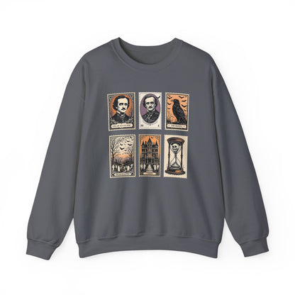 Edgar Allan Poe Sweatshirt The Raven Nevermore Gothic Horror Sweater Dark Academia Macabre Halloween Gift for Book Lovers Birthday Christmas Sweatshirt Printify Charcoal S