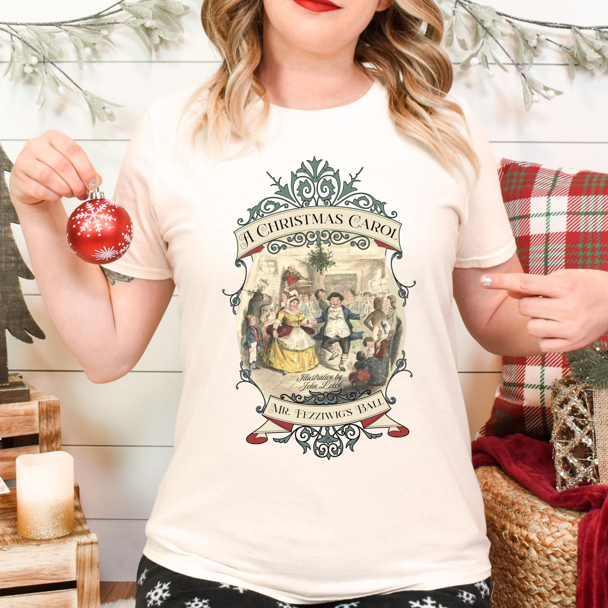 A Christmas Carol TShirt, Vintage Charles Dickens Victorian, Scrooge Fezziwig's Ball, Holiday Tradition X-Mas Movie T-shirt Bookish Christmas T-Shirt Printify   