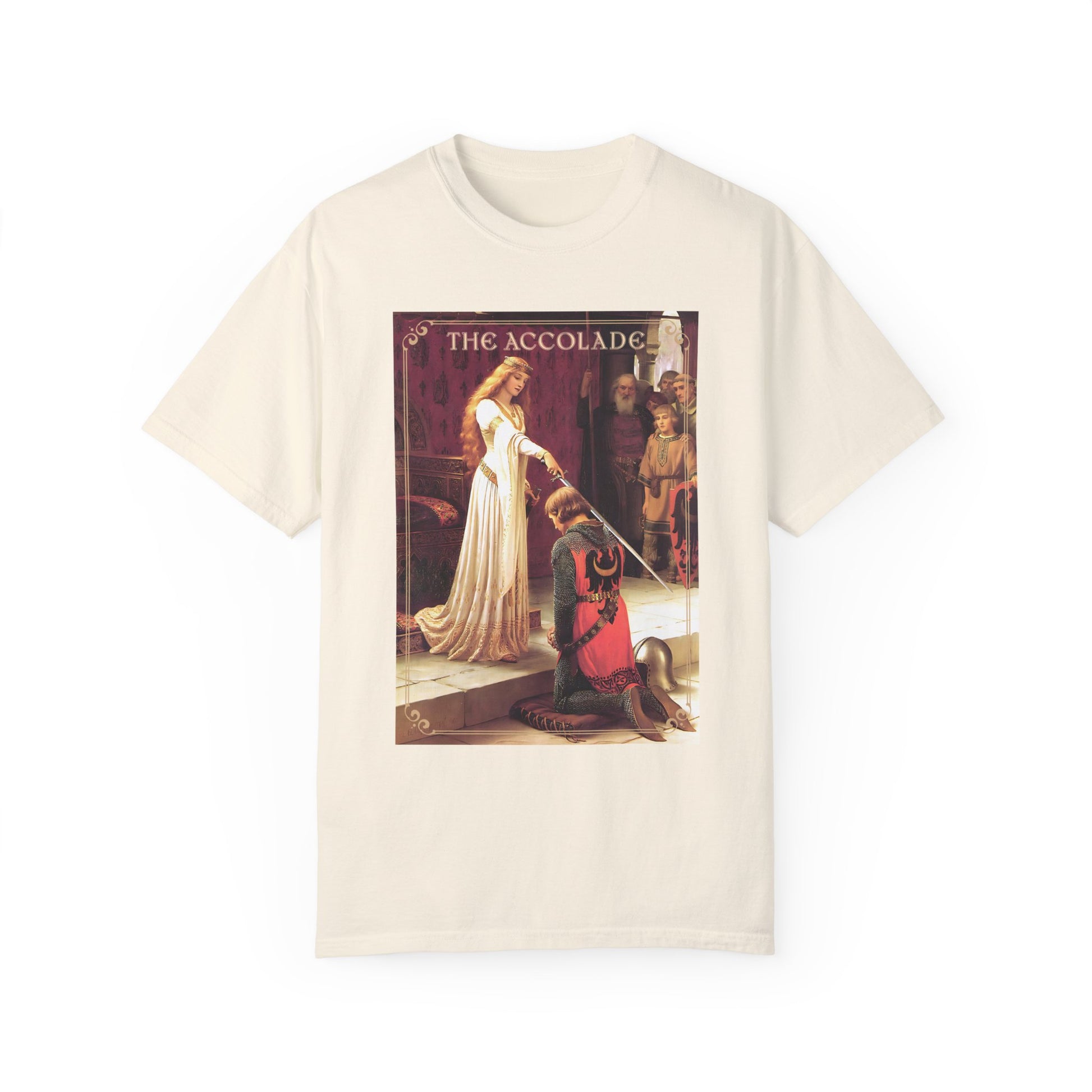 Renaissance The Accolade Print T-Shirt King Arthur And His Knights Renfaire Theme Gift Comfortable Medieval Festival Shirt Art Lover Gift T-Shirt Printify Ivory S
