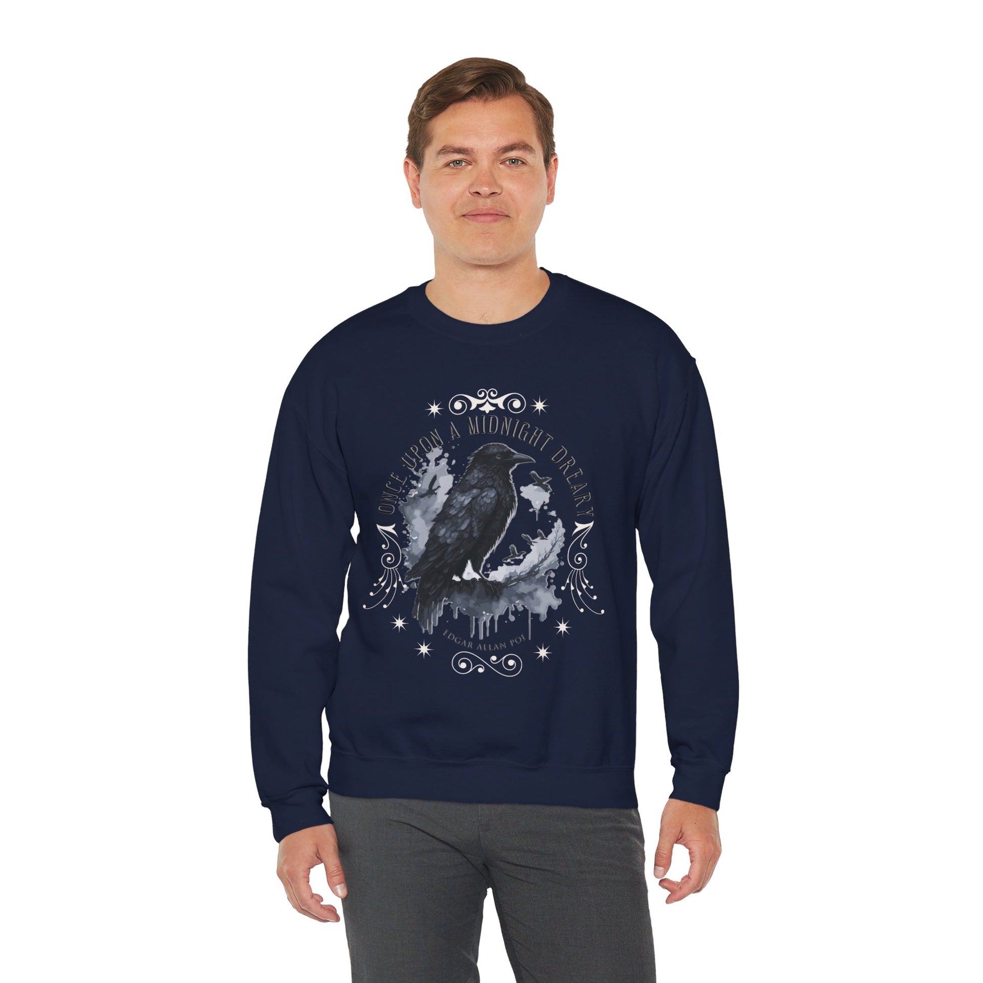 Edgar Allan Poe, The Raven Sweatshirt, Poet, Poetry Lover Sweater, Book Lover, Haunting Gothic Gift, Light, Dark Academia, Horror Movie Top Sweatshirt Printify   