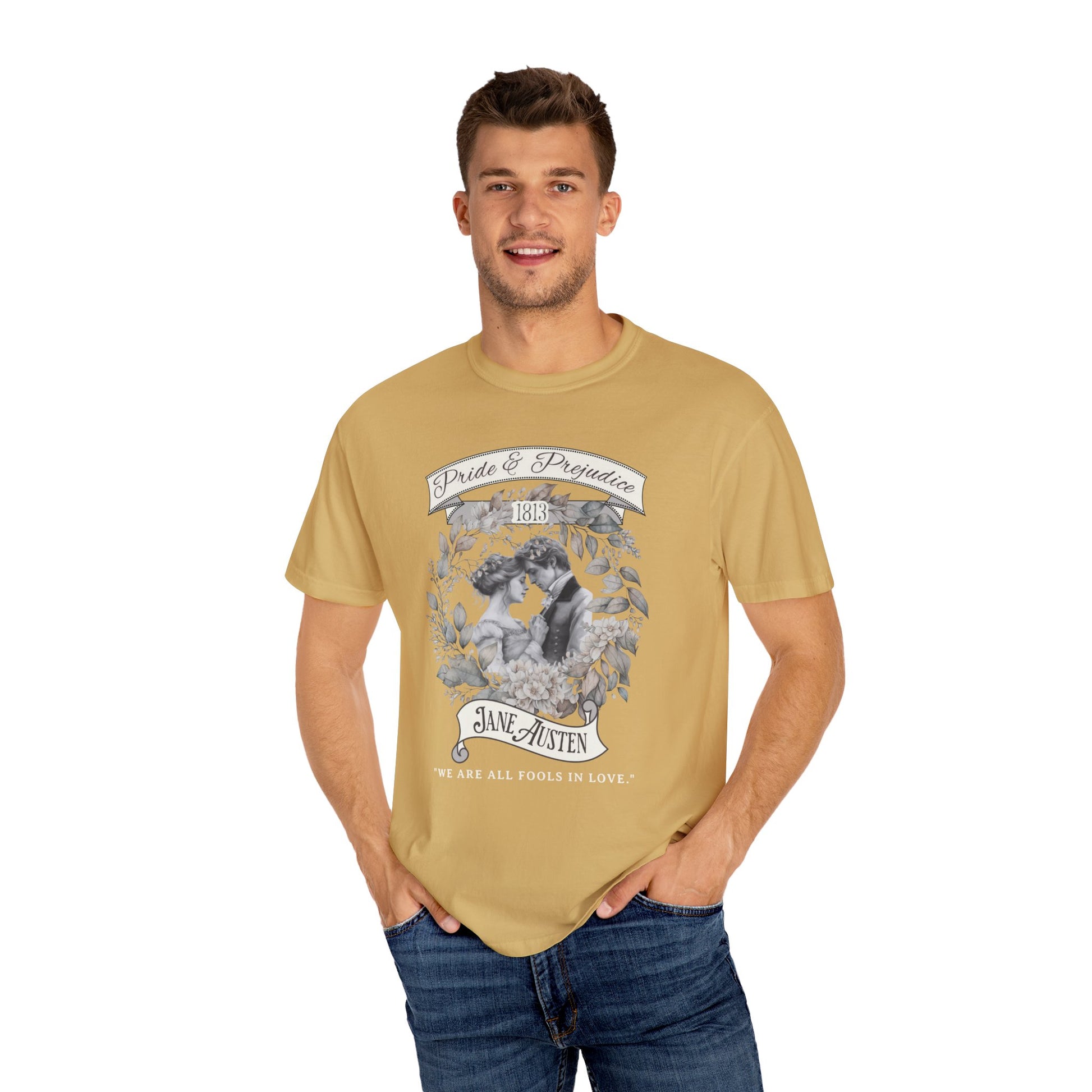 Jane Austen TShirt, Pride & Prejudice Historical Romance Comfort Colors, Bookish Literary Jane Austen Fan Art Gift, Oversized Bookclub Shirt T-Shirt Printify   