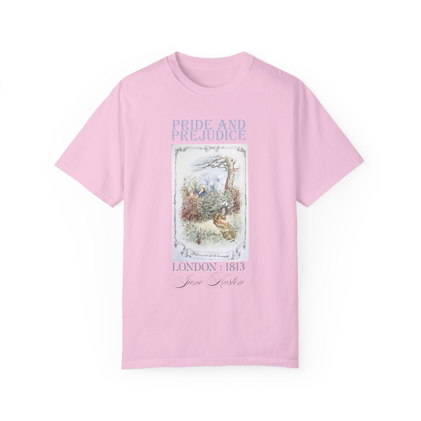 Jane Austen Comfort Colors TShirt, Pride & Prejudice Historical Romance, Bookish Literary Jane Austen Fan Art Gift for Her Bookclub Tee T-Shirt Printify Blossom S 