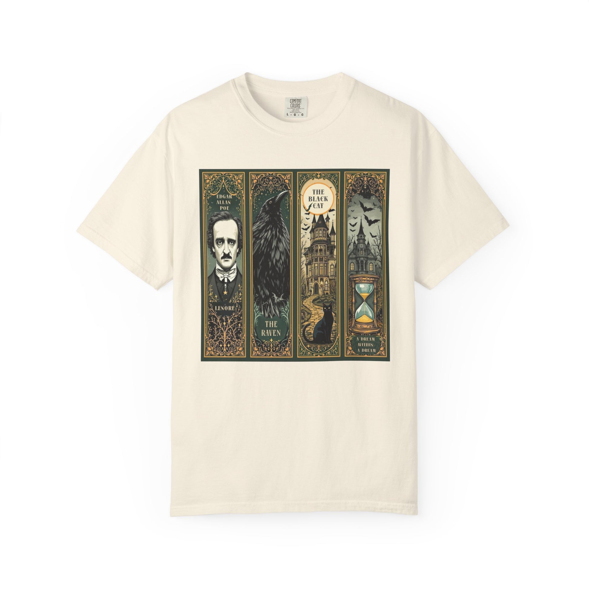 Edgar Allan Poe T-Shirt Gothic Graphic Tee The Raven Nevermore Quote Horror Literature Shirt Dark Academia Aesthetic Halloween Party Gift T-Shirt Printify Ivory S
