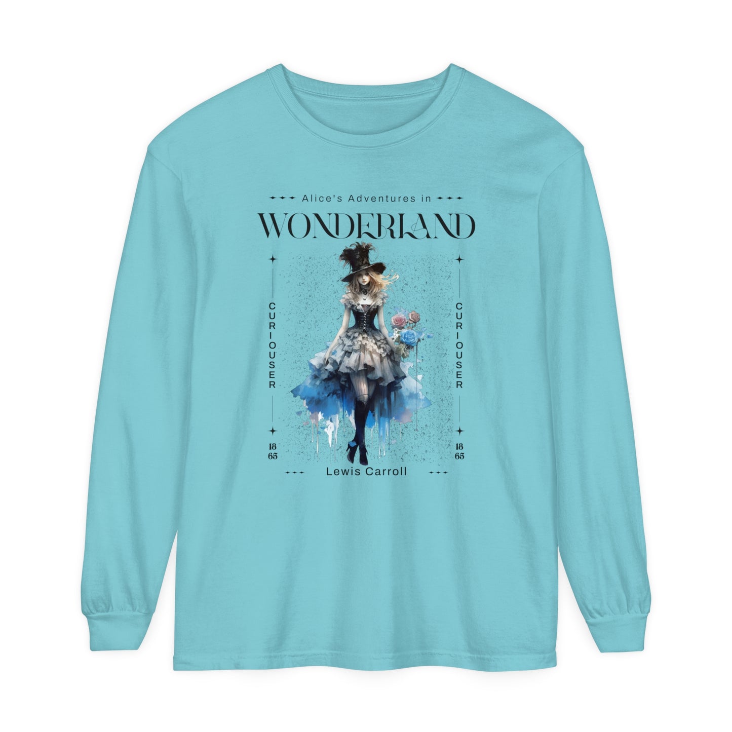 Alice In Wonderland Long Sleeve Shirt, Lewis Carroll Whimsigoth Streetwear Academia TShirt, Mad Hatter's Tea Party Tee Bookish Booktok Gift Long-sleeve Printify Chalky Mint S 