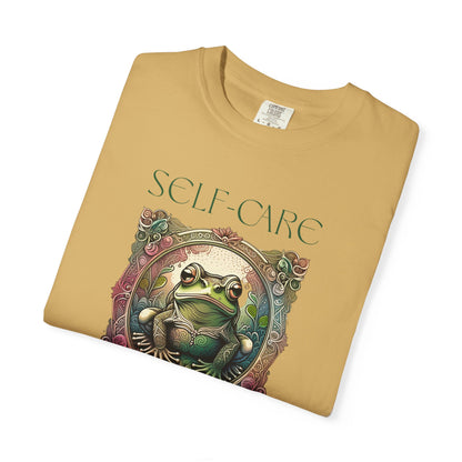 Green Yoga Frog Self-Care Is Toad-ally Important Unisex T-Shirt, Casual Wear, Highlander Fan Gift, T-Shirt Printify
