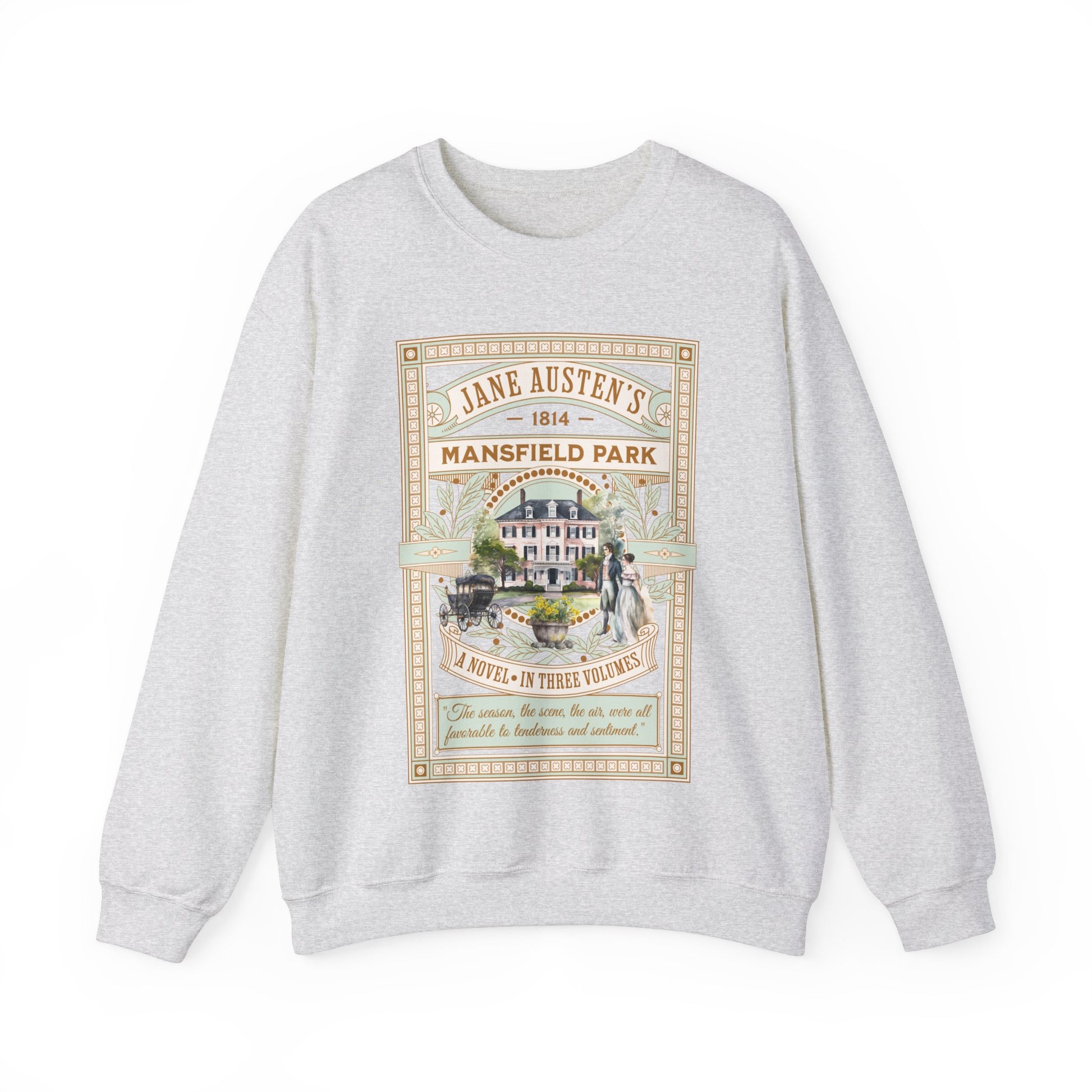 Jane Austen Sweatshirt, Mansfield Park Historical Romance Sweater, Bookish Literary Jane Austen Fan Art Gift, Gift for Her, Readers, Sweatshirt Printify S Ash 