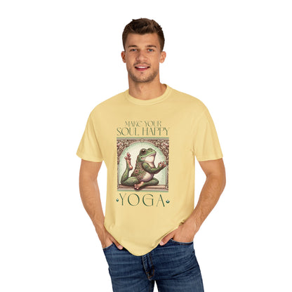 Yoga Frog Make Your Soul Happy Green Unisex T-Shirt, Casual Wear, Highlander Fan Gift, Comfortable Graphic Tee T-Shirt Printify