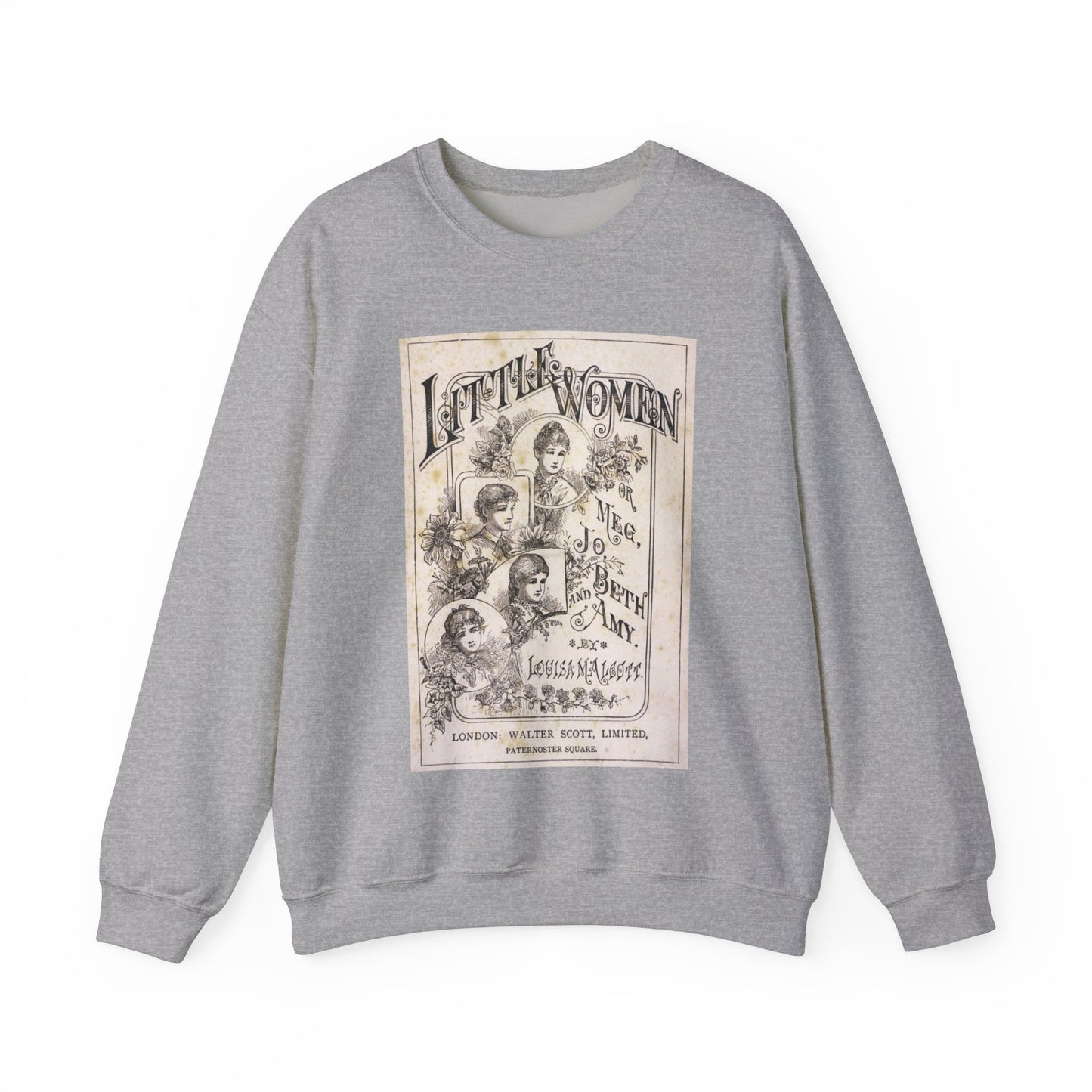 Little Women Sweatshirt, Louisa May Alcott Historical Romance Sweater, Bookish Literary Fan Art Gift, Gift for Her, Bookclub Crewneck Shirt Sweatshirt Printify S Sport Grey 