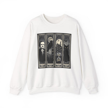 Edgar Allan Poe Sweatshirt The Raven Nevermore Gothic Horror Sweater Dark Academia Macabre Halloween Gift for Book Lovers Birthday Christmas Sweatshirt Printify White S