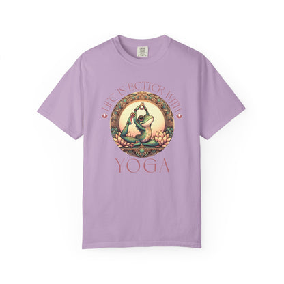 Yoga Frog Life Is Better With Yoga Unisex T-Shirt, Casual Wear, Highlander Fan Gift, T-Shirt Printify Orchid S
