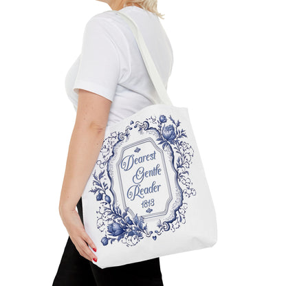 Dearest Gentle Reader Tote Bag Regency England Ton Society Papers Gift For Bridgeton Fan Historical Drama Romance Reader Gift Bookclub Gift Bags Printify   