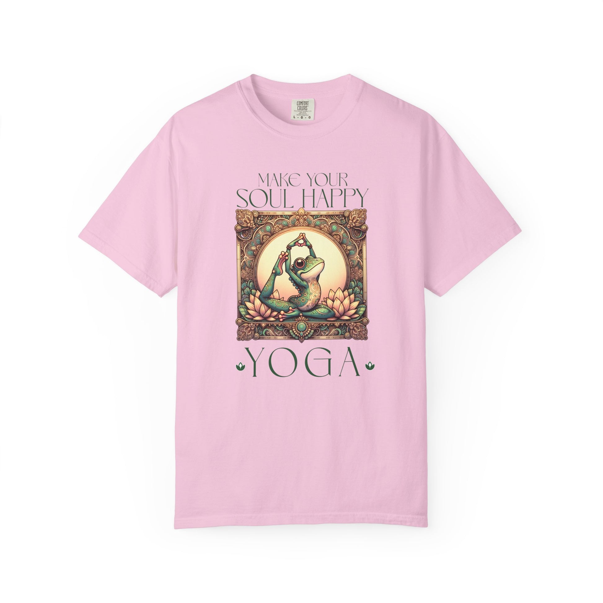 Green Yoga Frog Make Your Soul Happy Unisex T-Shirt, Casual Wear, Highlander Fan Gift, T-Shirt Printify Blossom S