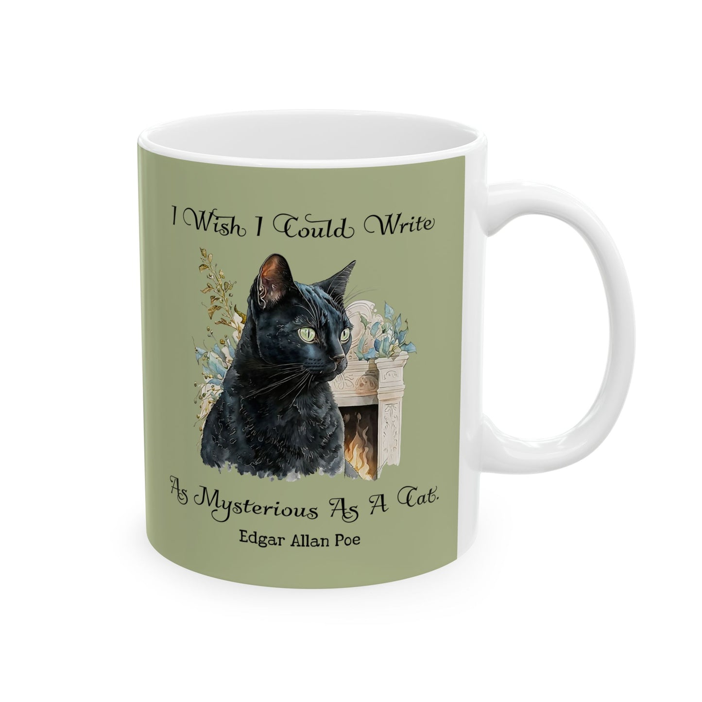 Edgar Allan Poe Coffee Mug Nevermore The Black Cat Coffee Cup Gift For Book Lover Reader Gift For Gothic Dark Academia Bookish Birthday Gift Mug Printify   