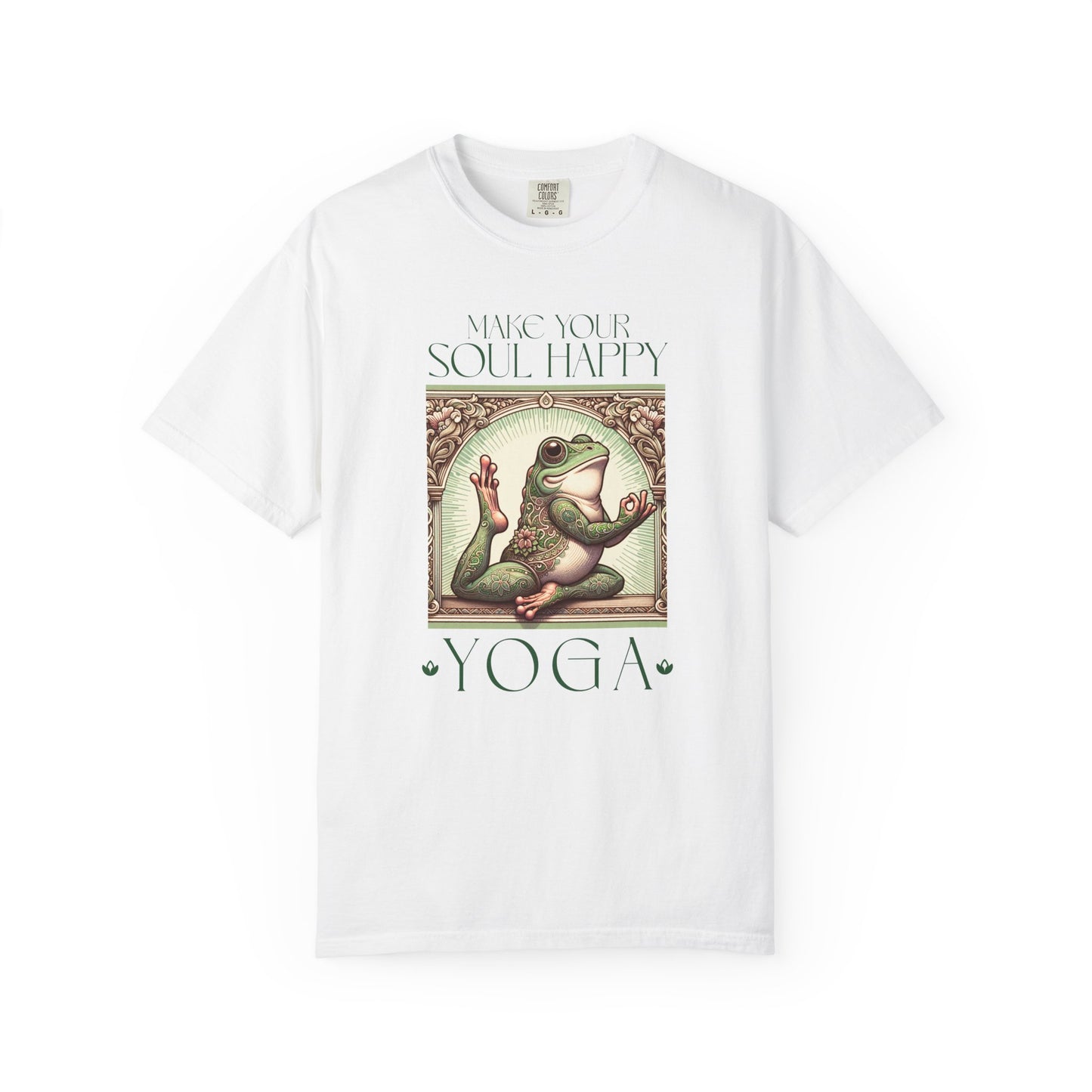 Green Yoga Frog Make Your Soul Happy Unisex T-Shirt, Casual Wear, Highlander Fan Gift, T-Shirt Printify White S