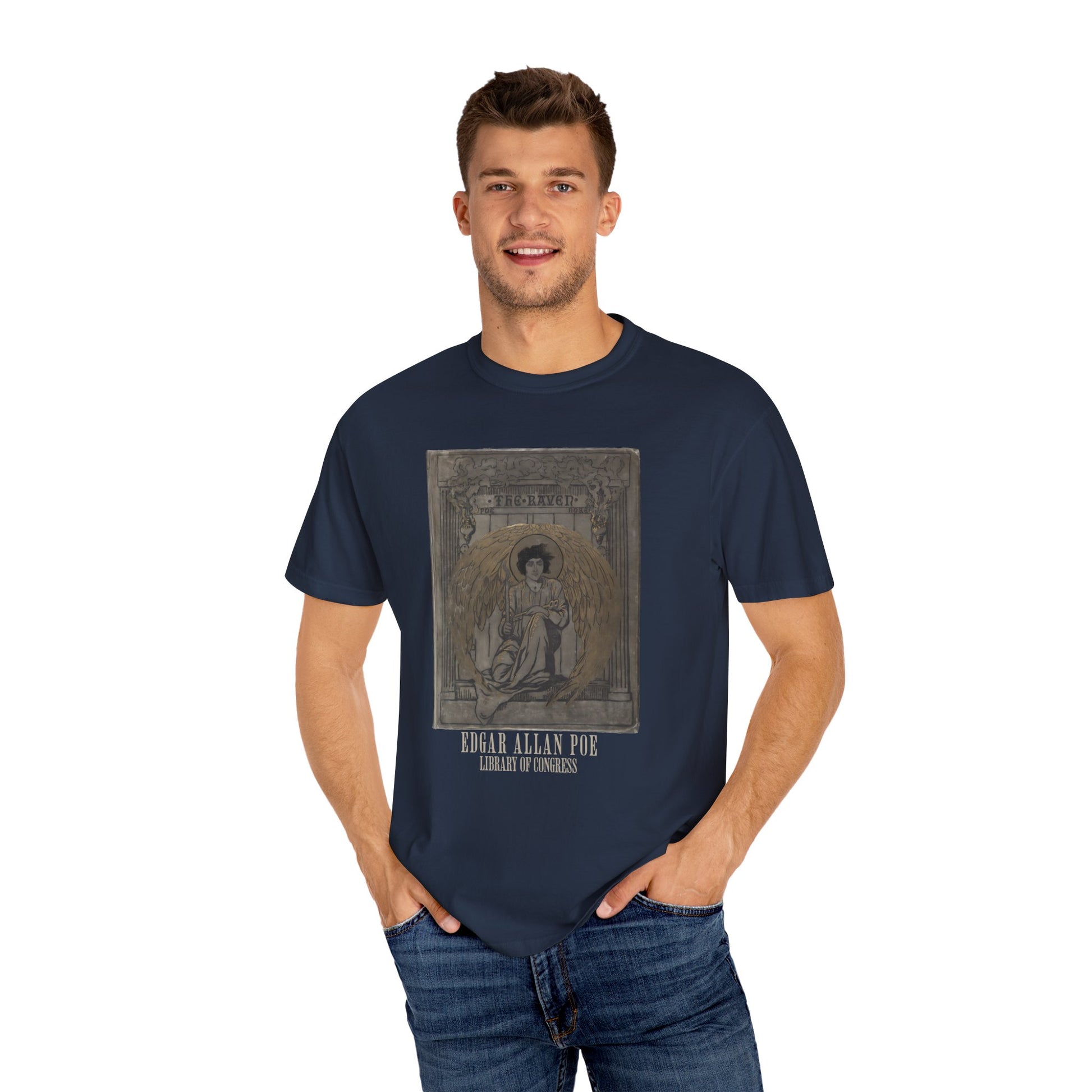 Edgar Allan Poe T-Shirt The Raven First Edition Gift For Poe Lovers Literary Shirt Nevermore Darkness There Gothic Whimsigoth Dark Academia T-Shirt Printify   