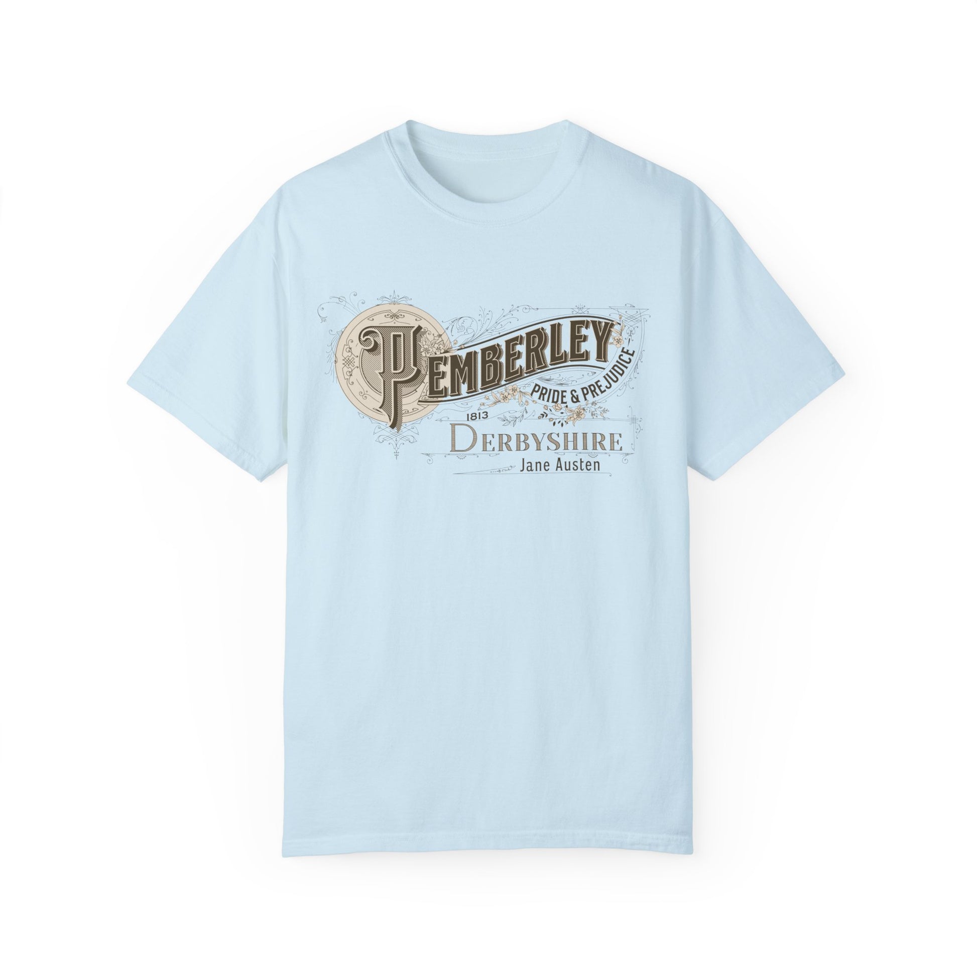 Pemberley TShirt Jane Austen Shirt Pride And Prejudice Gift For Jane Austen Fan Bookish Bookclub Gift Pemberly Derbyshire Fitzwilliam Darcy T-Shirt Printify Chambray S 