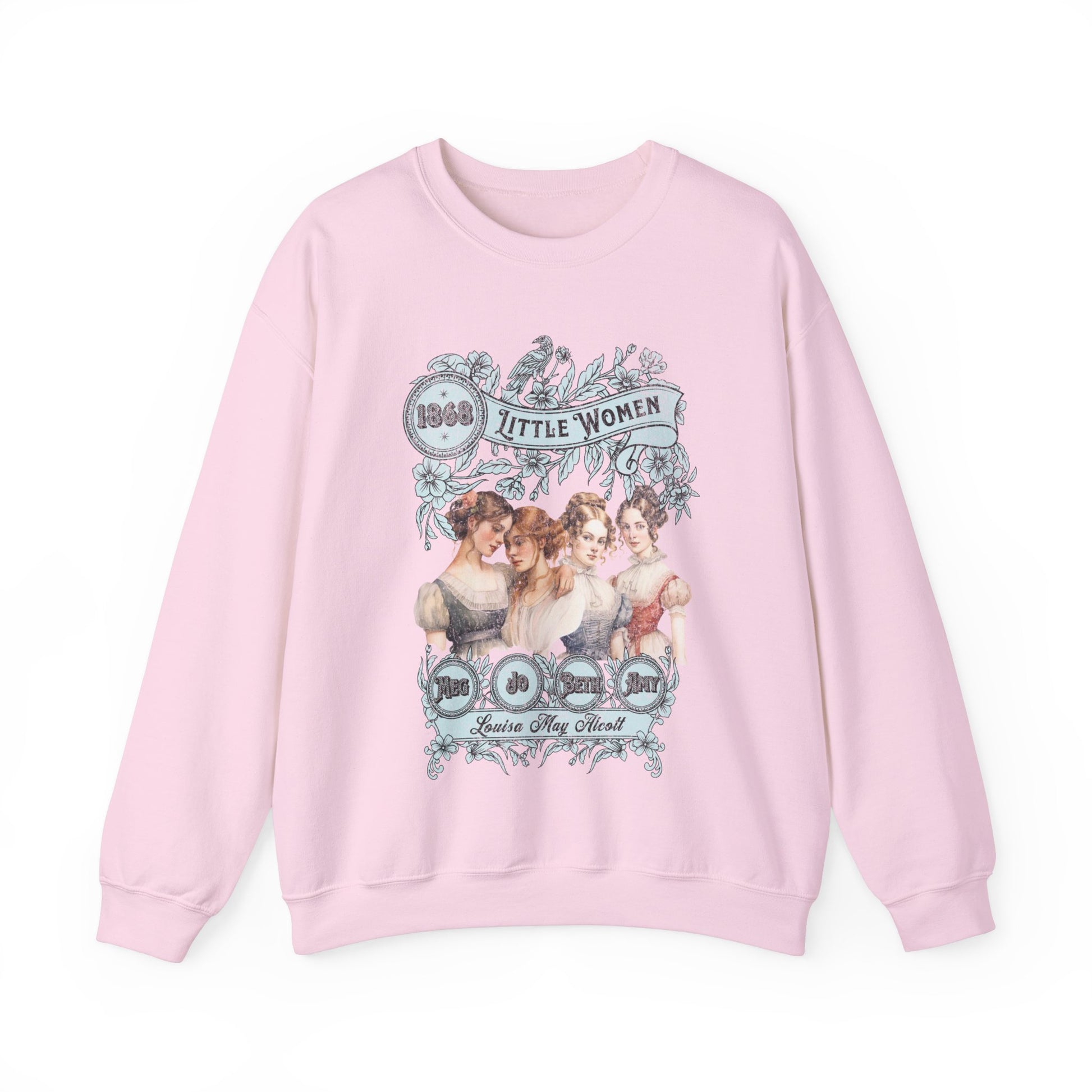 Little Women Sweatshirt, Louisa May Alcott Historical Romance Sweater, Bookish Literary Fan Art Gift, Gift for Her, Bookclub Crewneck Shirt Sweatshirt Printify S Light Pink 