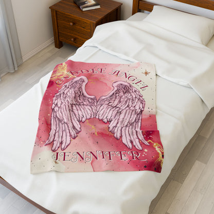 Custom Angel Wings Cuddle Plush Blanket Cozy Throw for Spiritual Gift for Birthday Christmas Gift for Mom or Best Girl Friends Angelic Love All Over Prints Printify