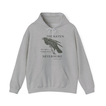 Halloween Vintage The Raven Hoodie, Spooky Season Sweater, Trick or Treating Shirt, Halloween Party Top, Edgar Allen Poe, Nevermore, Gothic Hoodie Printify Sport Grey S 