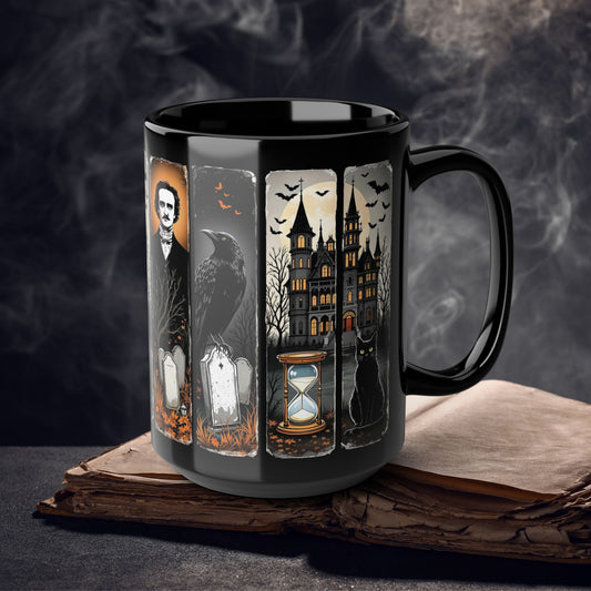Edgar Allan Poe Mug Gothic Literary Gift For Book Lover Dark Academia Macabre Fall Coffee Cup Halloween Poetember Party Gift For Bookclub Mug Printify 15oz