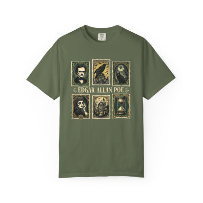 Edgar Allan Poe T-Shirt Gothic Graphic Tee The Raven Nevermore Quote Horror Literature Shirt Dark Academia Aesthetic Halloween Party Gift T-Shirt Printify Sage S