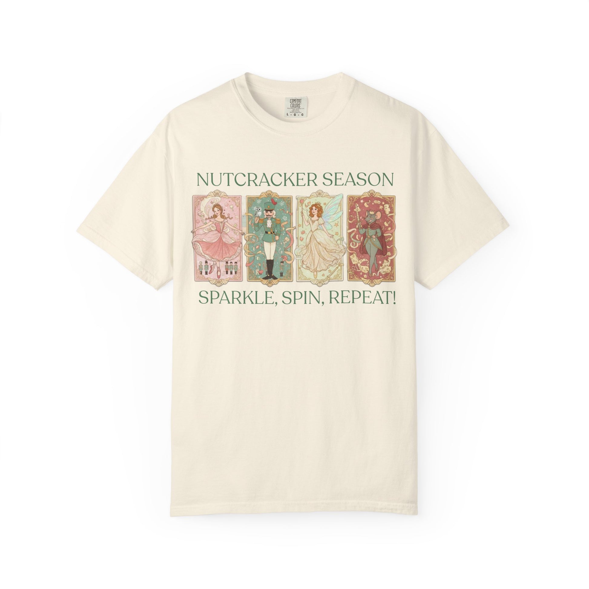 Nutcracker Ballet T-Shirt, Sugar Plum Fairy Christmas Tee, Holiday Dance Shirt, Coquette Pastel Christmas Gift T-Shirt Printify Ivory S