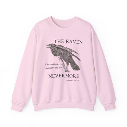 Halloween Vintage The Raven Sweatshirt, Spooky Season Sweater, Trick or Treating Shirt, Halloween Party, Edgar Allen Poe, Nevermore, Gothic Sweatshirt Printify S Light Pink 