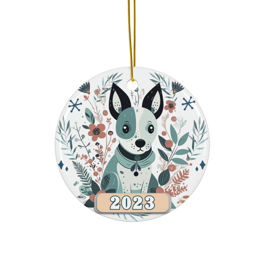 Christmas 2023 Ornament, Scandinavian, Swedish Dog Decor, Holiday Gift Idea, Heirloom Keepsake, Host Gift Exchange, Family Xmas Tree Bauble Home Decor Printify Circle One Size 