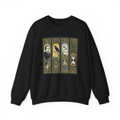 Edgar Allan Poe Sweatshirt The Raven Nevermore Gothic Horror Sweater Dark Academia Macabre Halloween Gift for Book Lovers Birthday Christmas Sweatshirt Printify Black S