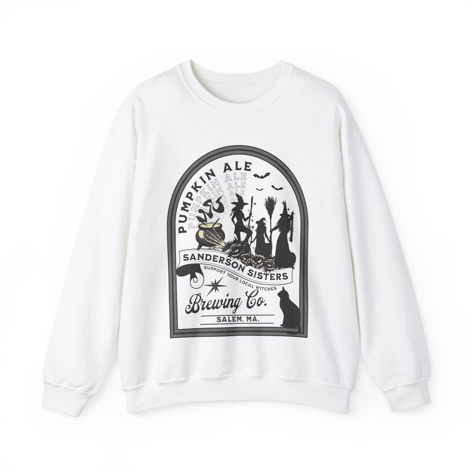 Halloween Sanderson Sisters Sweatshirt, Witchy Graphic Gift, Salem Witches Brewery, Fall Festival Party Shirt, Witch Trials Sweatshirt Sweatshirt Printify S White 