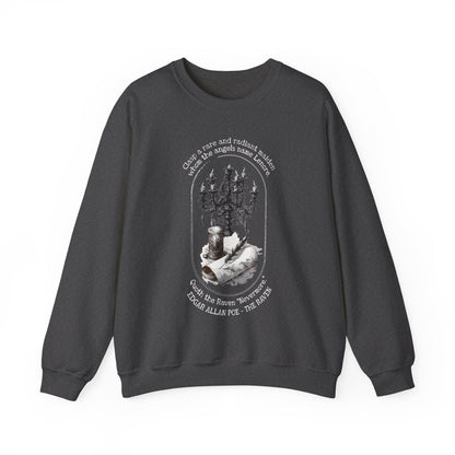 Edgar Allan Poe, Nevermore The Raven Sweatshirt, Book Lover, Halloween, Haunting Gothic Gift, Light, Dark Academia, Horror Movie Sweater Sweatshirt Printify S Dark Heather 