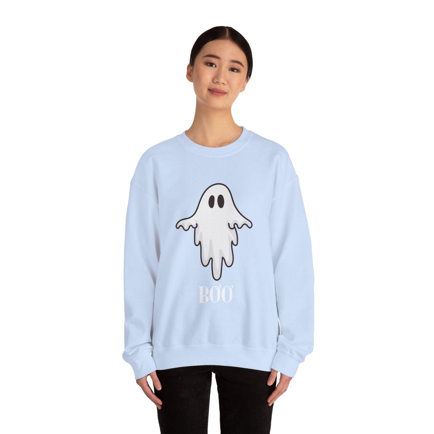 Halloween Ghost Sweatshirt, Cute Ghost Shirt, Spooky Season Sweater, Halloween Party, Autumn or Fall Style Top, Trick or Treating Style, Sweatshirt Printify   