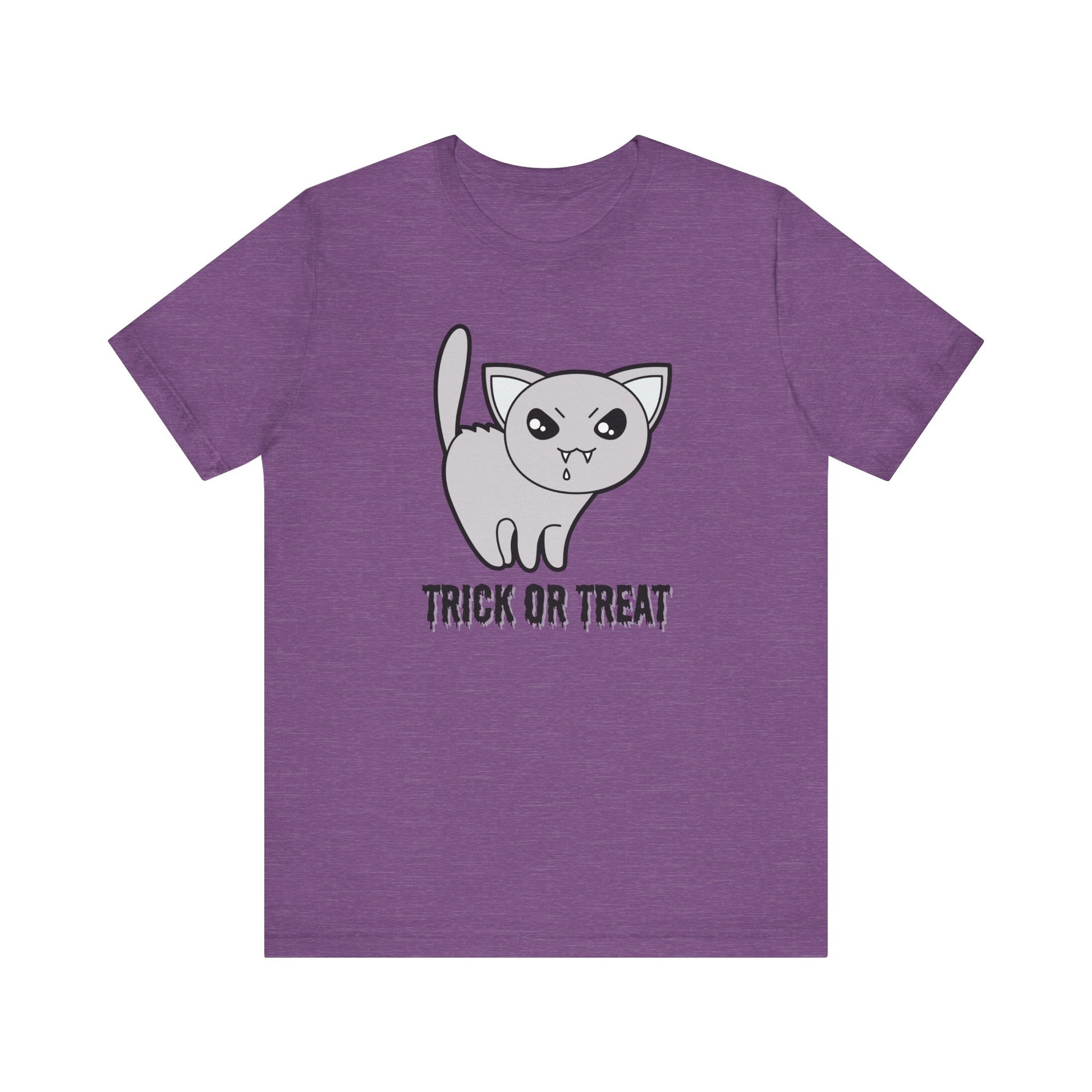 Cute Halloween Vampire Cat TShirt, Trick or Treat Shirt, Spooky Ghost Season Tee, Fun Halloween Party, Festival T-Shirt T-Shirt Printify   