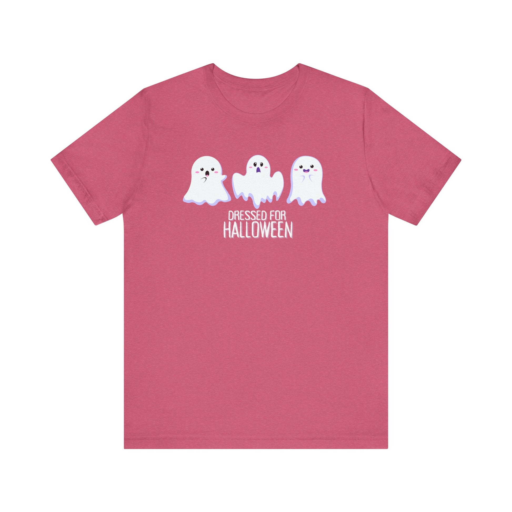 Halloween Cute Ghosts TShirt, Spooky Season Tee, Trick or Treating Shirt, Halloween Party T-Shirt, Funny Ghost Graphic T Shirt T-Shirt Printify Heather Raspberry XS 