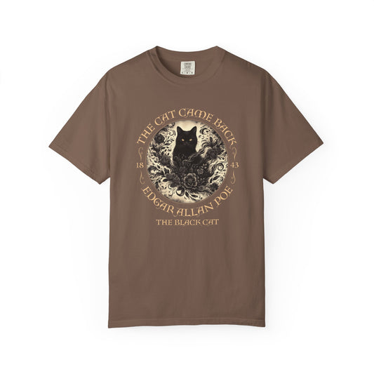 Gothic Cat TShirt Edgar Allan Poe The Black Cat Dark Academia Cottagecore Aesthetic Book Lover Gift Haunting Apparel Halloween Fall Tee T-Shirt Printify Espresso S