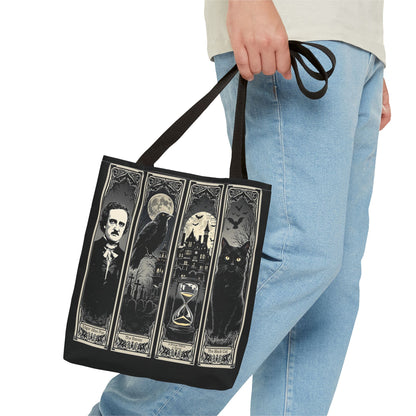 Edgar Allan Poe Tote Bag Gothic Literary Gift for Book Lover Dark Academia Macabre Accessory Halloween Tote Fall School Bag for Poetember Bags Printify