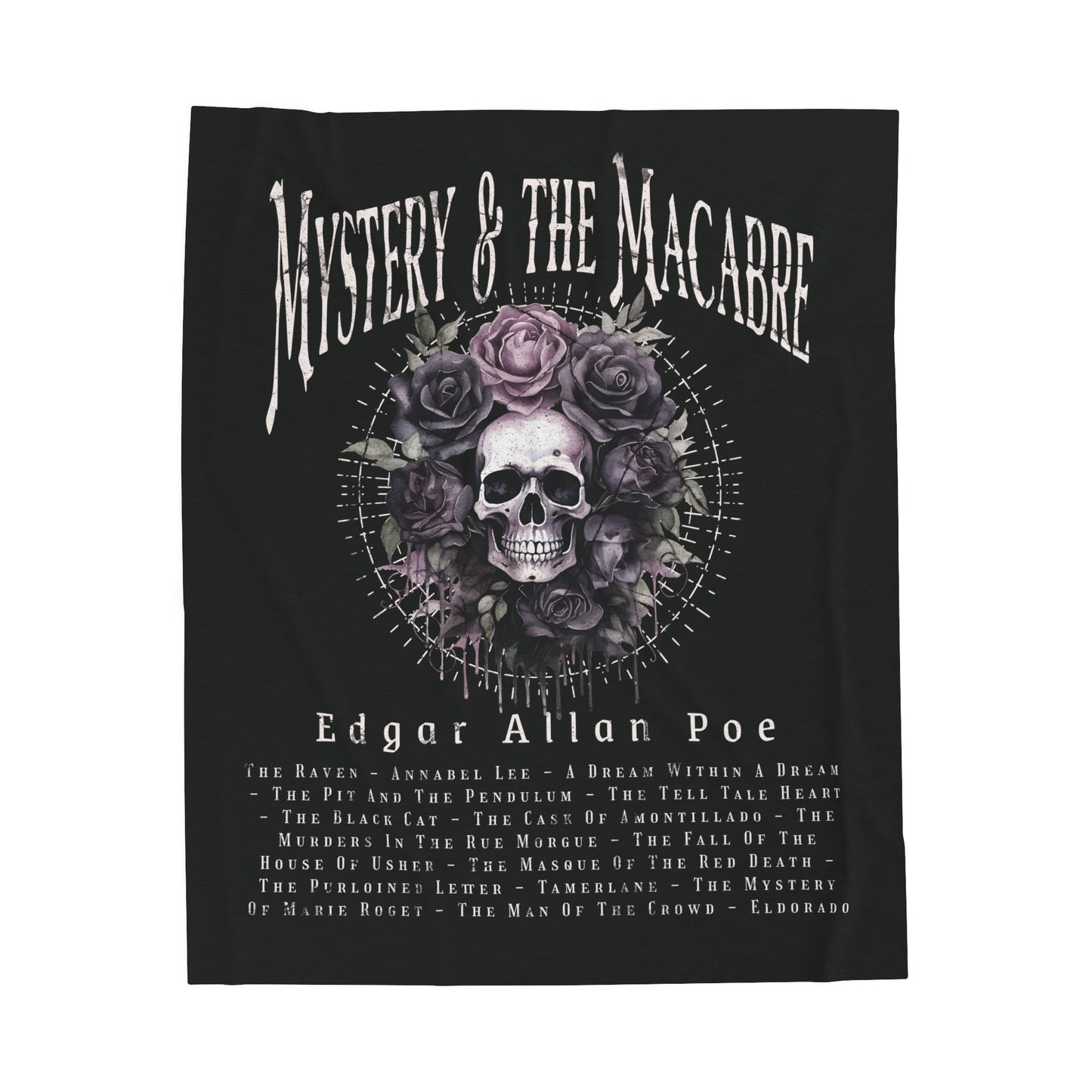 Edgar Allan Poe, Mystery & The Macbre Throw Blanket, Book Lover Reading Blanket, Gothic, Light, Dark Academia, Horror Movie Watching Blanket All Over Prints Printify 50" × 60"  