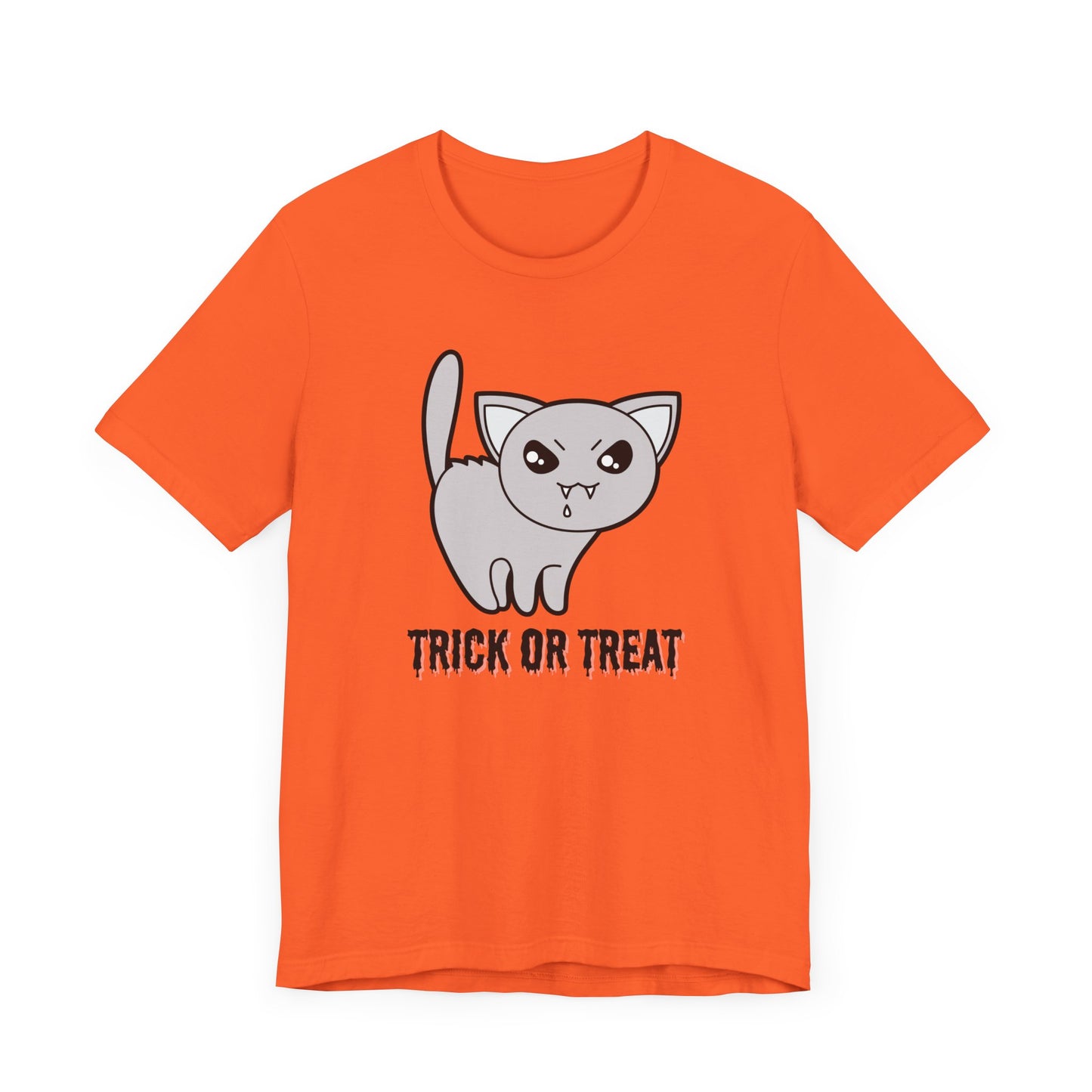 Cute Halloween Vampire Cat TShirt, Trick or Treat Shirt, Spooky Ghost Season Tee, Fun Halloween Party, Festival T-Shirt T-Shirt Printify   