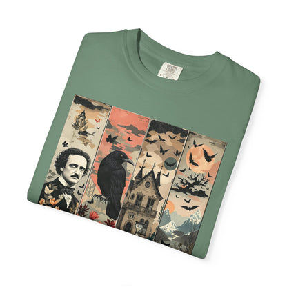 Edgar Allan Poe T-Shirt Gothic Graphic Tee The Raven Nevermore Quote Horror Literature Shirt Dark Academia Aesthetic Halloween Party Gift