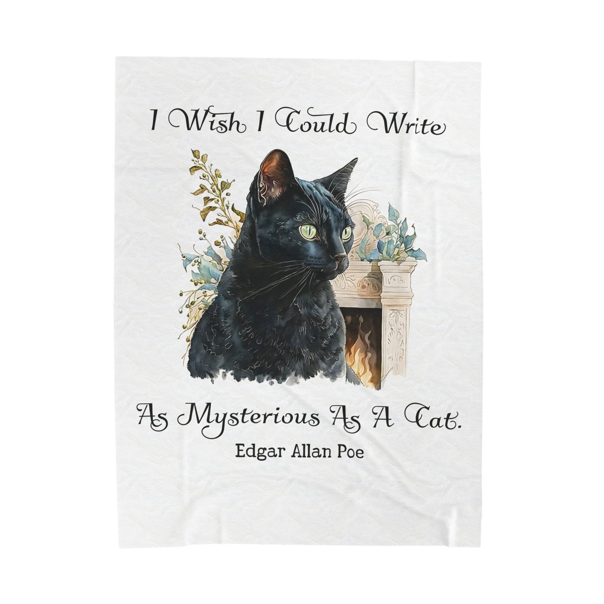 Edgar Allan Poe, The Black Cat Throw Blanket, Soft Book Lover Reading Blanket, Gothic Dark Academia, Horror Movie Watching Plush, Fairycore All Over Prints Printify 60" × 80"  