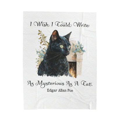 Edgar Allan Poe, The Black Cat Throw Blanket, Soft Book Lover Reading Blanket, Gothic Dark Academia, Horror Movie Watching Plush, Fairycore All Over Prints Printify 60" × 80"  