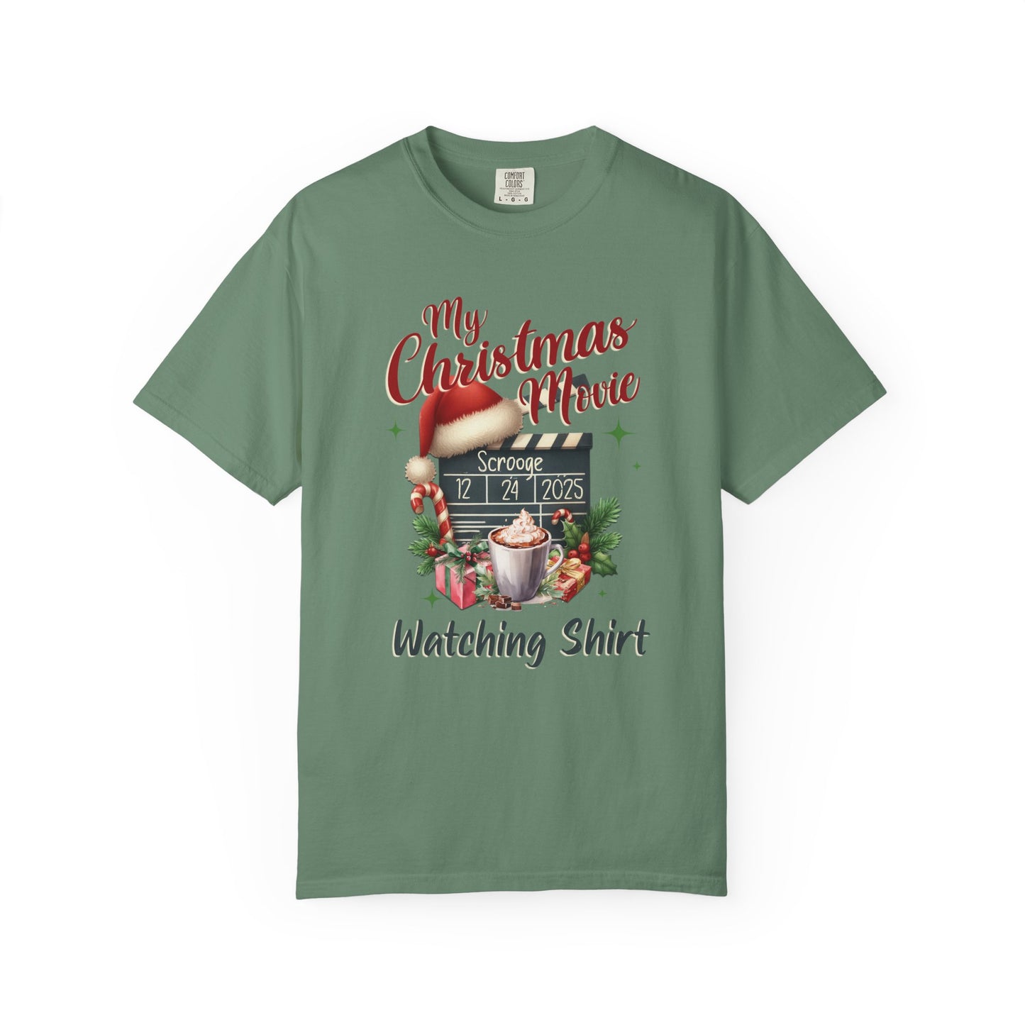Custom Christmas Movie Watching Shirt, Holiday Movie Sweatshirt, Funny Gift For Her, Festive Shirts, Family Group Shirts, Xmas Keepsake Gift T-Shirt Printify Light Green S