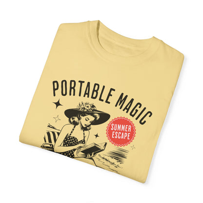 Portable Magic Book TShirt Retro Book Girl Summer Shirt Reader Lover Beach Bookish Gift For Vacation Romance Fantasy Reader Book Club Gifts T-Shirt Printify   