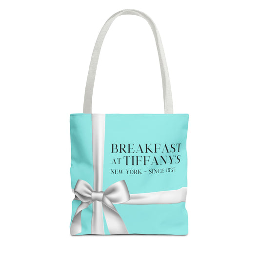 Personalized Breakfast At Tiffany's Tote Bag Retro Audrey Hepburn Theme Gift For Bridal Shower Party Favor Birthday Gift Bride Tote Bags Bags Printify 13" × 13'' White 