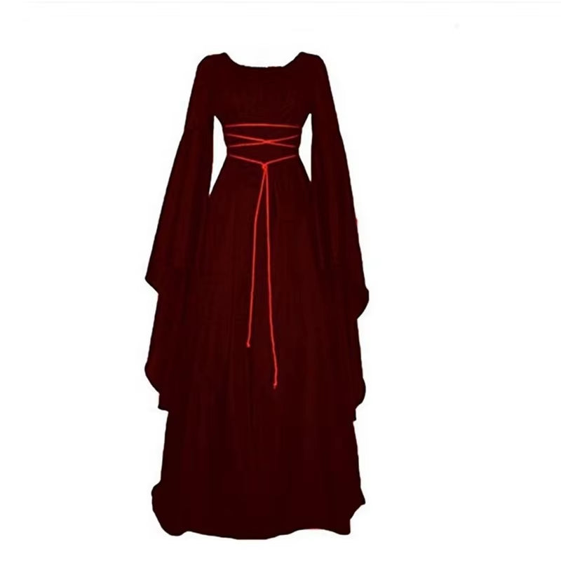 The Aoife Renaissance Medieval Maxi Dress With Long Flared Sleeves Jenny Meadow