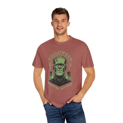 Vintage Halloween Frankenstein Monster Graphic Tee, Creepy Spooky Book Lover Gift, Horror Movie, Fall Festival Party Comfort Colors T Shirt. T-Shirt Printify   