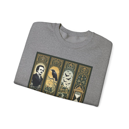 Edgar Allan Poe Sweatshirt The Raven Nevermore Gothic Horror Sweater Dark Academia Macabre Halloween Gift for Book Lovers Birthday Christmas